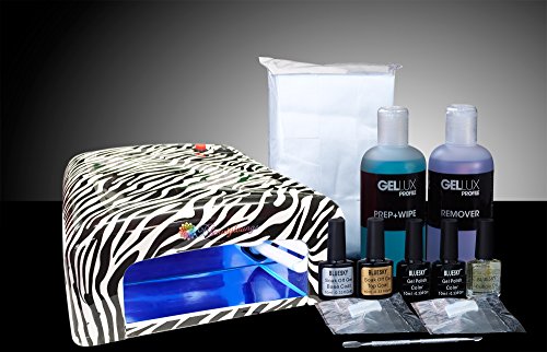 E. bbeautylounge Bluesky 36w Zebra uv nail lamp with timer Top & Base set, Prep & Wipe & Remover, 900 lint free wipes, 20 Foils, Cuticle Pusher, Bluesky Cuticle Oil & 2 COLOURS OF YOUR CHOICE