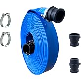 PVC Flat Hose with PP Camlock Couplings Type A,C,E,F + 2 Super Clamps (32mm T20m)