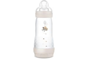 MAM Biberon Easy Start 320 ml, Biberon anticolica per allattamento misto, Riduce le bolle d'aria e il rischio di coliche, Accessori neonati 4+ mesi autosterilizzanti e con tettarella misura 3, Beige