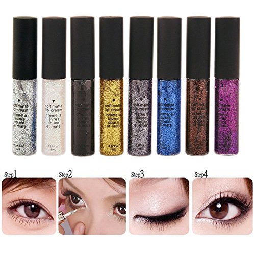 Blue Vessel Funkelnde Wasserdichte Auge Liner Stift Stift Glanz Flüssigen Eyeliner Glitzer (Silber-grau) - 2