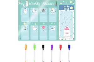 FARYODI Wochenplaner Abwischbar - Magnetisches Whiteboard für Haushalts-, Einkaufs-, Essensplanung und Fitnessplanung, Inklusive 6 Marker, Trocken und Nass Abwischbar Stundenplan