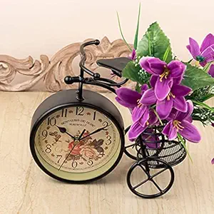 A VINTAGE AFFAIR- HOME DECOR Vintage Shape Child Kids Metal Bicycle Clock with Holder (Black)