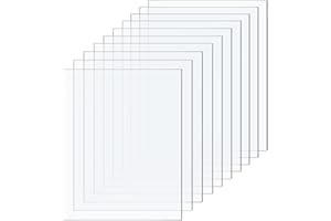 Taiyeestar 10 Pcs Square Clear Acrylic Sheets, 1mm Thick Transparent Plastic Sheet Acrylic Board, for Picture Frame Glass Replacement, Display Projects, Painting, DIY Craft (15 * 20cm)
