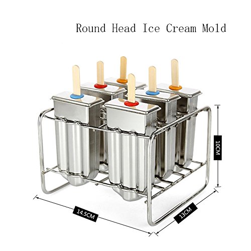 Baffect® Edelstahl Popsicle Form mit Stick Holder Eiscreme Form von 6 (Runden) - 2