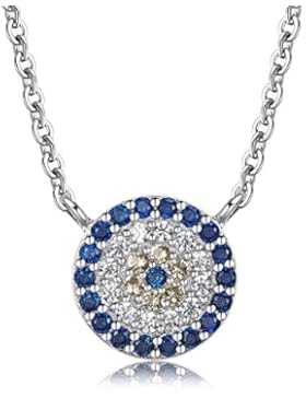 Kaletine Böser Auge Anhänger Halskette Sterling Silber mit Zirkonia Charme Kabelkette Länge 40cm +5cm Verstell