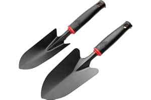 msymsyu Garden Trowel 2 Pcs Black Wide Hand Shovel (32.5 x 8 cm) x1 and Narrow Planting Trowel (32 x 6 cm) x1 Small Garden Shovel for Transplanting Seedlings Weeding and Loosening the Soil