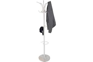 AAD Freestanding Coat Stand | Marble Base Free Standing Clothes/Hat Rack | Coat Rack for Entryway/Hallway (Pearl White)