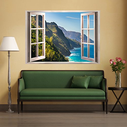 Decomonkey: Optische Täuschung/ Weitblick 3D Fensterblick ca 140x100 cm Wandbild Fototapete Tapete Poster XXL3D Vlies Leinwand Panorama Bilder Dekoration TOC0019aM