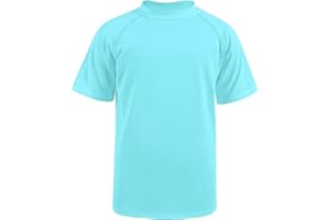 BSBUY Maillot de Bain Enfant, T-Shirt de Bain Anti-UV à Manches Courtes Garçon, Chemise Natation Rashguard Enfants, Séchage Rapide Haut de Bain Rashguard pour Enfant 5-10 Ans(130~150)
