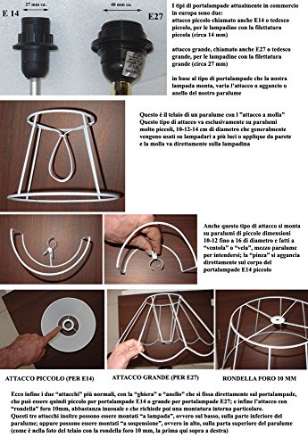 Idea Beleuchtung: Zylinder Lampenschirm zylindrisch Kapuze Lampenabdeckung in Stoff laminiert PVC-Folie, Durchmesser 40 cm; für Lampen Stehleuchten aus dem Boden Wandleuchten Nachttischlampe Kronleuchter und Suspensionen Weiß, Elfenbein, schwarz Wahl, siehe die Erläuterungen Seite und senden E-Mail; eigene Produktion – Made in Italy - 2