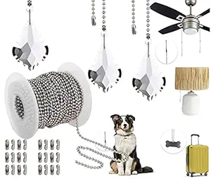 DIY Crafts Clear Crystal Pull Chain Extension with Connector for Ceiling Light Fan Chain, 1 Meter Length Each #2 (Pack of 2 Sets, KC Gold)