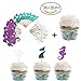 Produktbild 36ps Mermaid Cupcake Toppers und Cupcake Wrapper Glitter Kuchen Picks Seepferdchen Starfish Schwanz Topper