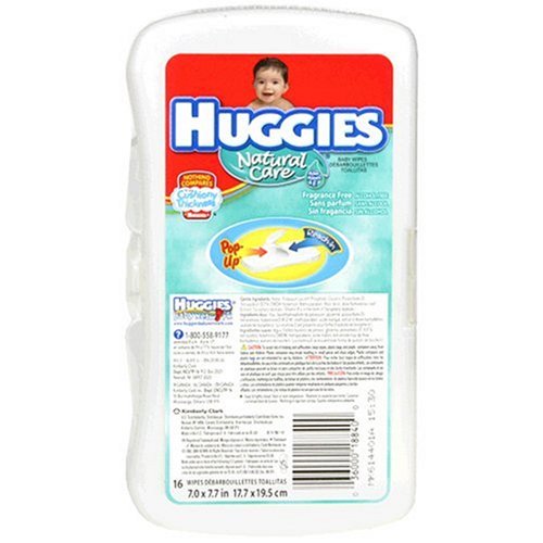 Huggies Natural Care Baby Wipes Fragrance Free - Travel Pack 16 Each