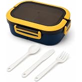 Busstier 1200 ml 2 Katlı 6 B&ouml;lmeli BPA'sız PP Plastik Sefer Tası ve Beslenme &Ccedil;antası - Hava Kilitli Bento Lunch Box, &Ccedil;atal ve