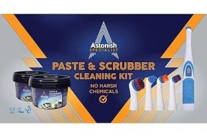Astonish Specialist Paste & Scrubber Cleaning Kit - 2 x 400g Tubs of Astonish Oven & Cookware Cleaning Paste with Electric Scrubber Tool and 4 Brushes