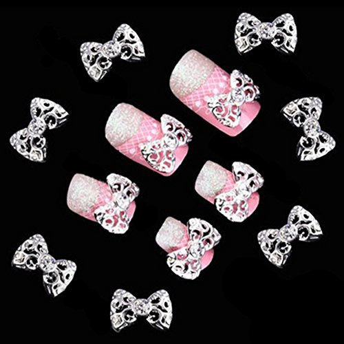10stk. 3D Glitters Bowknot Nagelsticker Schleife Strass Nagel Art Sticker Dekoration - 4
