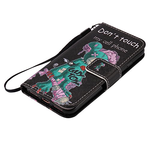Nancen Apple iphone 7 (4,7 Zoll) Hülle / Handyhülle, Painted Persönlichkeit PU Leder Tasche Schutzhülle Case Lederhülle Flip Cover mit Standfunktion, zwei Kartenfächer und Eine Brieftasche Etui [Don’t touch my cell phone] - 5