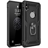 Elfia Apple iPhone X XS ile Uyumlu Kılıf Silikon Ara&ccedil; Tutucu i&ccedil;in Mıknatıslı Y&uuml;z&uuml;kl&uuml; Standlı Darbe Korumalı Tank İnce Kapak V