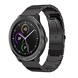squarex Echt Edelstahl Armband Uhrenarmband für Garmin vivoactive 3 Smart Watch, damen, Schwarz, AS SHOW