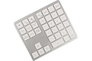 Fowecry 2.4G Bluetooth Number Pad Ultra-Thin Wireless Numpad USB Rechargeable Numeric Keypad for IOS Android Window White