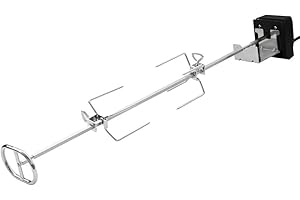 ONLY FIRE Onlyfire BBQ Tournebroche avec Electrique Moteur pour Weber Genesis E/S300 série, Set de Broche de Rôtisserie en Acier Inoxydable pour Grill Barbecue