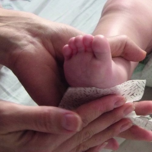 Magisches BABY ABDRUCKSET – keine Tinte, kein Gips! (ausreichend für 3 Hand- oder Fußabdrücke, ab Geburt möglich) – 4x Papier, 1x farbloses Tuch - 5