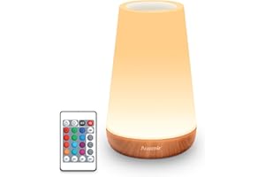 Auxmir Lampe de Chevet, Veilleuse d'allaitement Nuit, Veilleuse LED Tactile avec 13 Couleurs RGB, Rechargeable USB, Lampe de Chevet sans Fil Télécommande pour Chambre Eanfant Salon Camping
