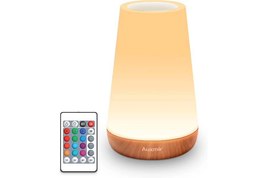 Auxmir Lampe de Chevet, Veilleuse d'allaitement Nuit, Veilleuse Bébé Tactile avec 13 Couleurs RGB, 2500mAh Rechargeable USB, 