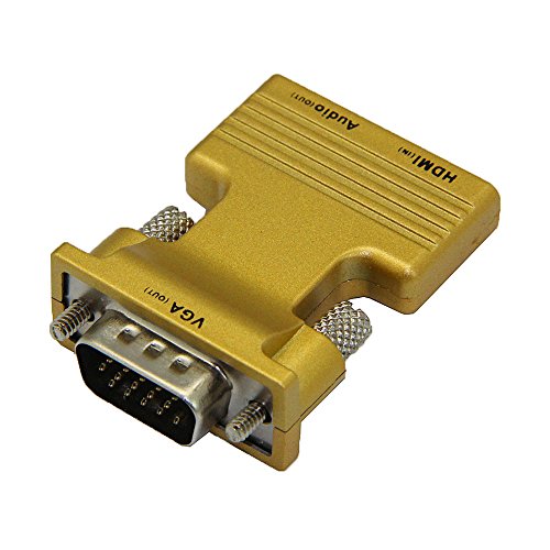 CAMAC Die kleinste HDMI-Buchse auf VGA Stecker mit Audio-Adapter für PC Laptop-auf-VGA-Monitor, Stromfreie, Unterstützung Dongle push / Miracast / Wireless HDMI Adapter – Golden - 2