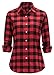 Produktbild Dioufond Classics Damen Slim Kariert Langarm Bluse Freizeit Hemd Longshirt Baumwolle Button-Down Tunika(L, Rot_2)
