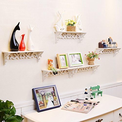 Decorative wall shelf set,Wall mount shelf hanging storage rack creative modern without drilling for bedroom living room white-1 Piece-A 37.5*11*12cm
