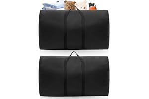 Zyren 2 Stück 100L Umzugstaschen,Aufbewahrungstasche mit Reißverschluss, Oxford Schwarz Umzugstasche wasserdichte, Tragetasche Groß für Kissen Kleidung Bettwäsche Aufbewahrung Umzug