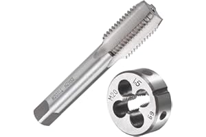 Saipor M20 X 1.5 Metric Tap and Die Set M20 X 1.5mm HSS Straight Fluted Machine Thread Right Hand Screw Tap and Round Threading Die