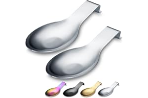 HOMQUEN Soporte De Cuchara Plata Mate, Soporte De Cuchara De Acero Inoxidable Para Parte Superior De Estufa, Soporte De Utensilios De Cocina Para Cucharones,Soporte Para Tapa De Olla(2 Pieza De 9,5 Pulgadas)