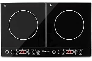 Clatronic DKI 3609-Piastra ad induzione doppia portatile, 10 livelli di temperatura, 3500 W