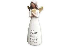 GEMINI GIFTS Angel Figurine Ornament Collectible, Nan Birthday or Mothers Day Gift with Thoughtful Words, Sentimental Verse; Guardian Angel, Hand Painted Gold
