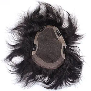 Stylazo Skin Monofilament Human Hair Toupee/Hair Patch/Wigs for Men/Hair System/Hair Pieces For Men & Boys (9x7, Black)