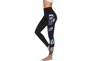 JOYSPELS Women's High Waisted Gym Leggings - Full Color Printed Leggings, Non See Through Yoga Pants with Pockets