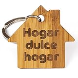 llavero casa nueva Hecho de madera de bambú sostenible y metal reciclado