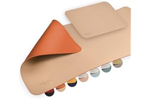 SÖLMO Sølmo podkładka na biurko ze skóry poliuretanowej, zmywalna, podkładka pod mysz XXL, dwustronna, duża, 85 x 40 cm (beżowa/pomarańczowa)