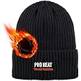 ASD Accessories Thermal Insulated Knitted Fleece Lined Black Beanie Hat for Mens Womens Unisex Cap (Black)