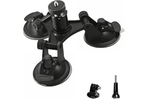 NMD&LR Soporte De Ventosa para Cámara De Coche con Cabezal De Trípode De 360 Grados, Ventosas Triples para Mejorar La Estabilidad De Las Cámaras De Acción, Apto para Gopro, para Insta360 Y Otras Cámaras