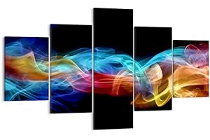 ARTTOR Lienzos decorativos Abstracto aire colorido figura Cuadro Sobre Lienzo Moderno 125x70cm Cuadros Decoracion Salon Dormitorio Cuadros Pared Imágenes Tríptico 5 Piezas Wall Art Prints EA125x70-2171