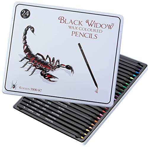 Black Widow Pencils - Colouring Pencils for Adults - the Best Colour Pencil Set for Adult Colouring Books - A Quality 24 Piece Blackwood Drawing Kit Available to Use in your books