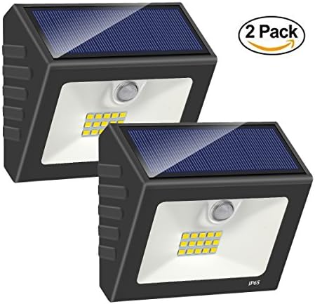 Solar Security Light, Motion Sensor Outdoor Lights High Brightness 15 LED Wireless Waterproof Solar Powered Security Light Flood Lights with Unique Reflector for Garden, Driveway (Black)[Pack of 2]