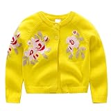 G-Kids Baby Mädchen Strickjacke Bolero Jacke Baumwolle Langarm Cardigan Schulterjacke zum Blumenmädchen Festlich Kleid Hochzeit Party Gelb 100