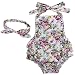 TiaoBug Baby Girls Floral Cherry Ruffles Romper Bodysuit Summer Dress with Headband White Rose 12 Months