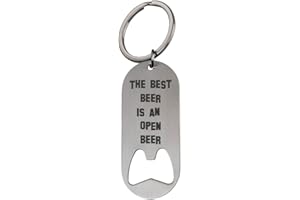 GESCHENKE-FABRIK Portachiavi/apribottiglie con incisione in lingua inglese "The Best Beer is an Open Beer", ideale come regalo per il proprio padre, ad esempio per la Festa del Papà