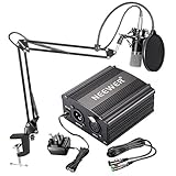 Neewer NW-700 Condenser Microphone Kit - Black Mic, Black 48V Phantom Power Supp
