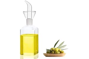 BUGUCAT Bugcat Dosatore Olio e Aceto 250ml, Vetro Trasparente Bottiglia Oliera antigoccia con beccuccio per cucina e barbecue,Ideale Anche per Oli aromatizzati e speziati，Facile da Pulire